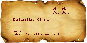 Kolonits Kinga névjegykártya